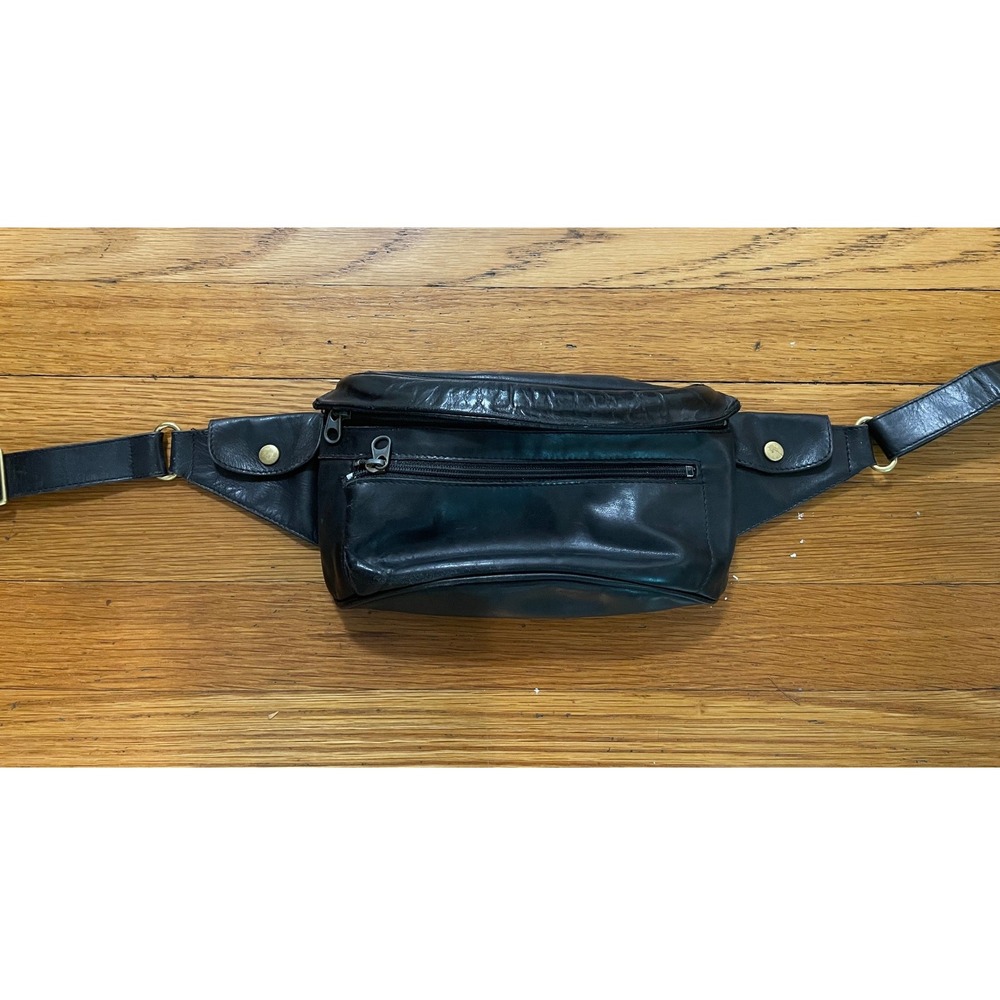 Vintage Coach Fanny Pack Black Leather Belt Bag Made in USA 5200-966